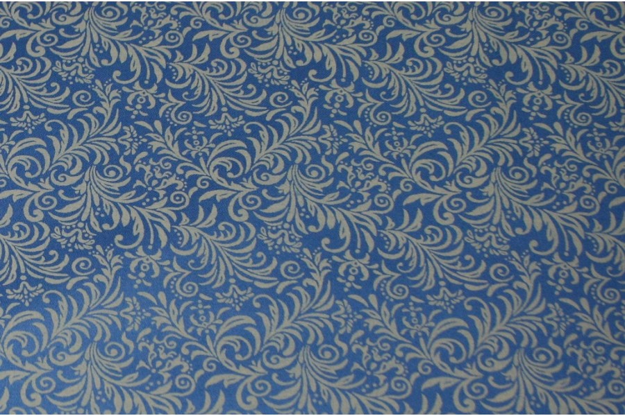10cm Baumwollsatin Trachtenstoff Dirndlstoff bedruckt  "Ranken allover hellblau/beige" (Grundpreis 21,00/m)